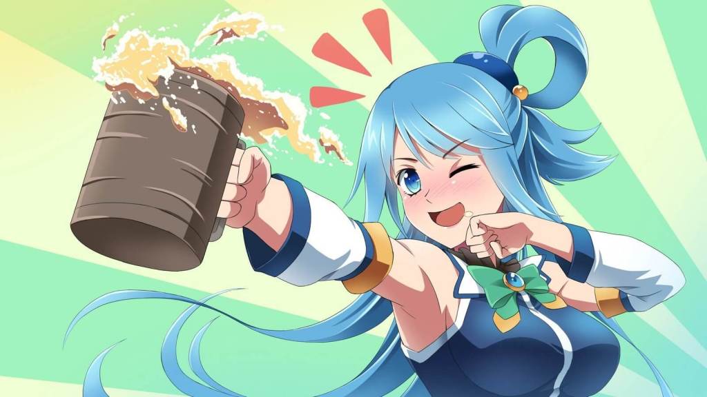 Aqua From Konosuba blue hair anime girls