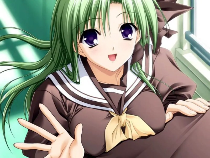 Anime Girl With Green Hair and Red Eyes Chained Up Madison Buttle