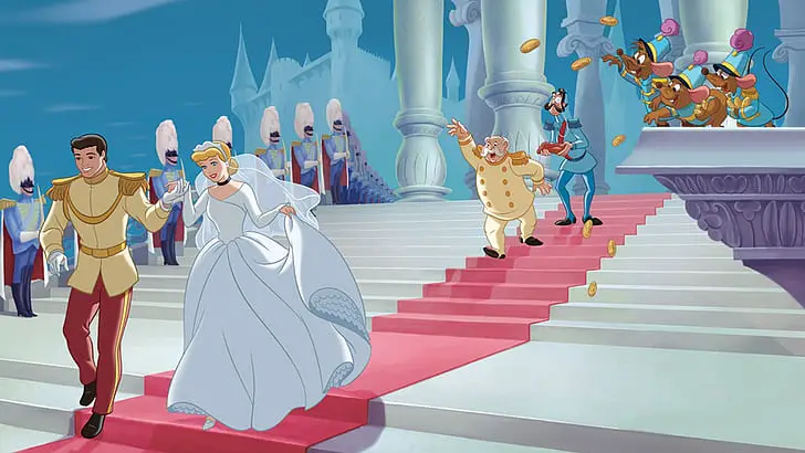 wedding on princess cinderella and prince charming cartoon walt disney hd wallpaper 1920×1080 wallpaper preview