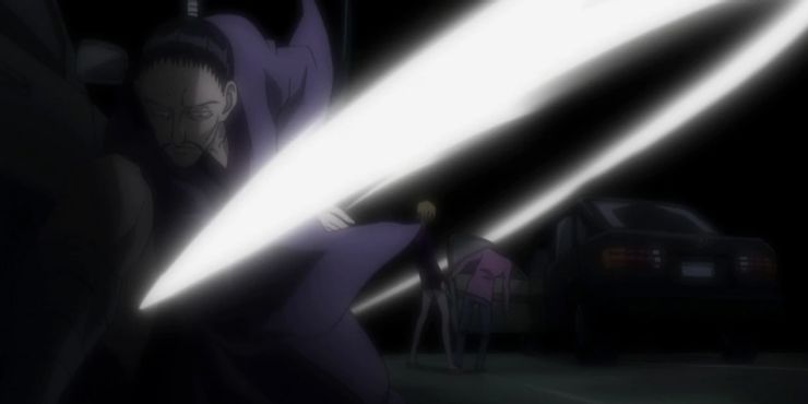 Hunter X Hunter Phantom Troupe Member Nobunaga Using His Nen Sword Technique Against The Elite Of The Mafia World