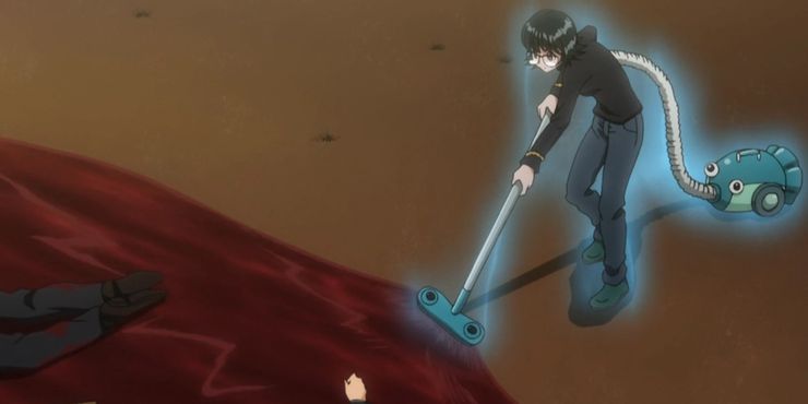 Hunter X Hunter Phantom Troupe Member Shizuku Using Her Nen Vacuum To Clean Up After Their Killings
