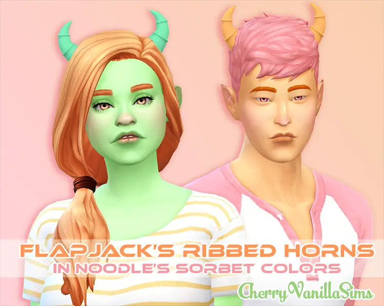 03 cherryvanillasims recolor of flapjacks ribbed horns 1 26 Best Sims 4 Horns CC Mods: Horns & Antlers