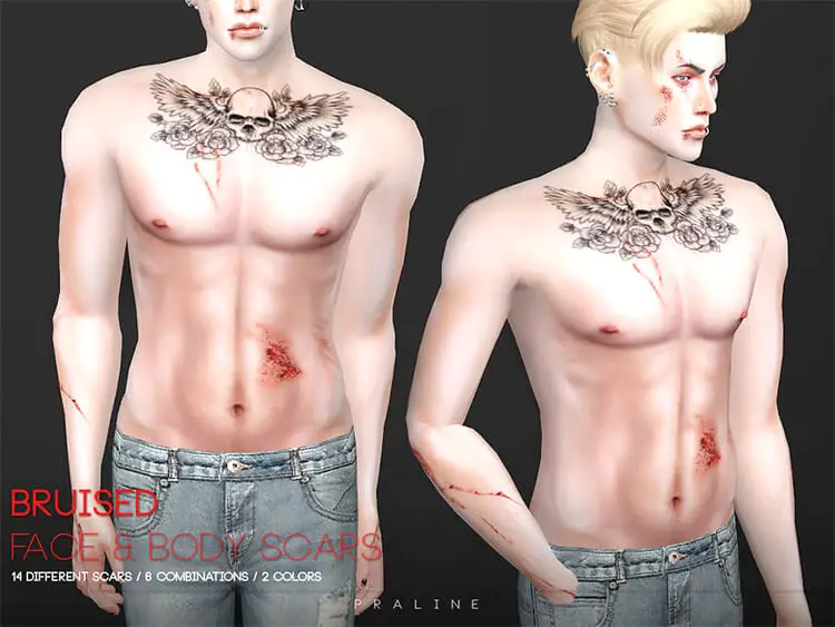 19 bruised face body scars sims 4 cc 1