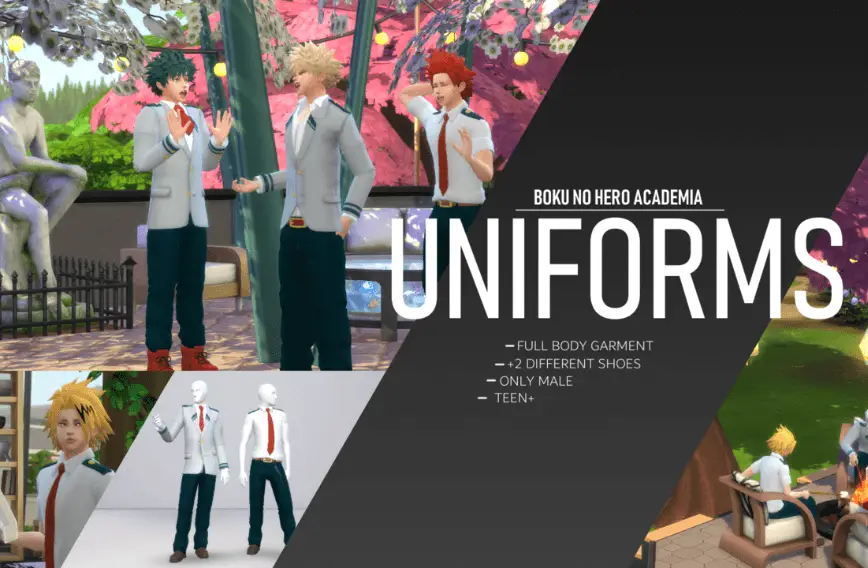 botrumu1 class uniforms sims modd 38 Sims 4 My Hero Academia Mods & CC Packs