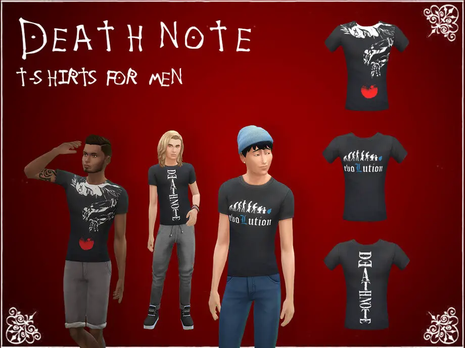 death note tshirts sims mod
