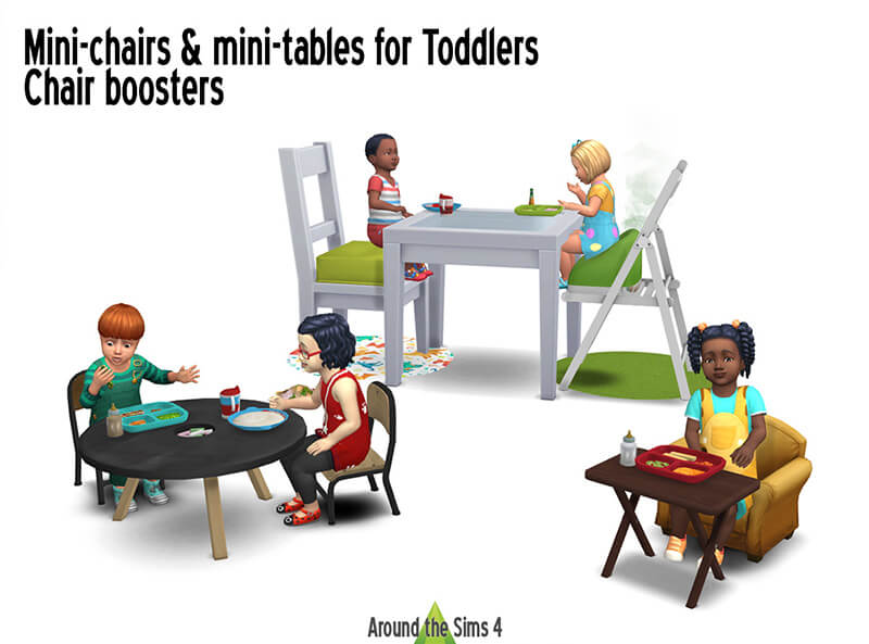 mini chairs and mini tables toddlers sims mod