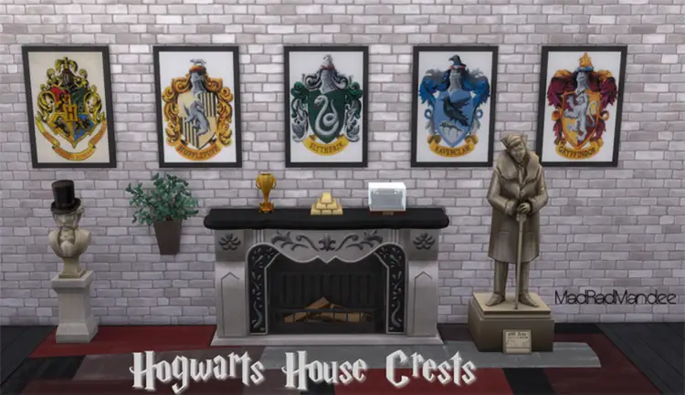 12 hogwarts house crests sims4 cc