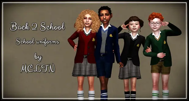 back to school kids uniform sims mod