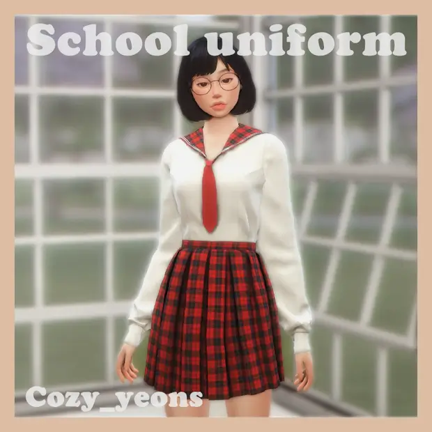 cozy yeons school uniform simsmod