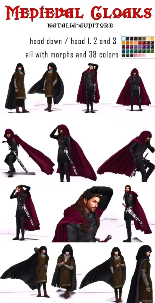 08 medieval cloaks by natalia auditore cc sims4