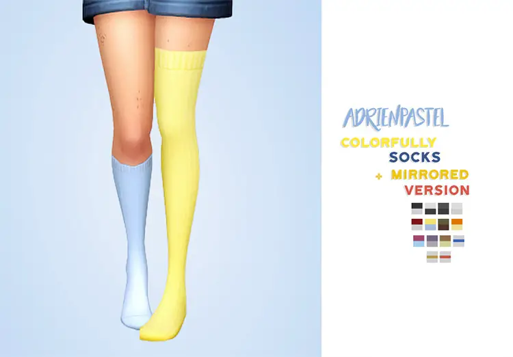 13 colorfully socks mirrored version by adrienpastel sims 4 cc