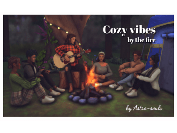 Cozy Vibes By The Fire Group Poses