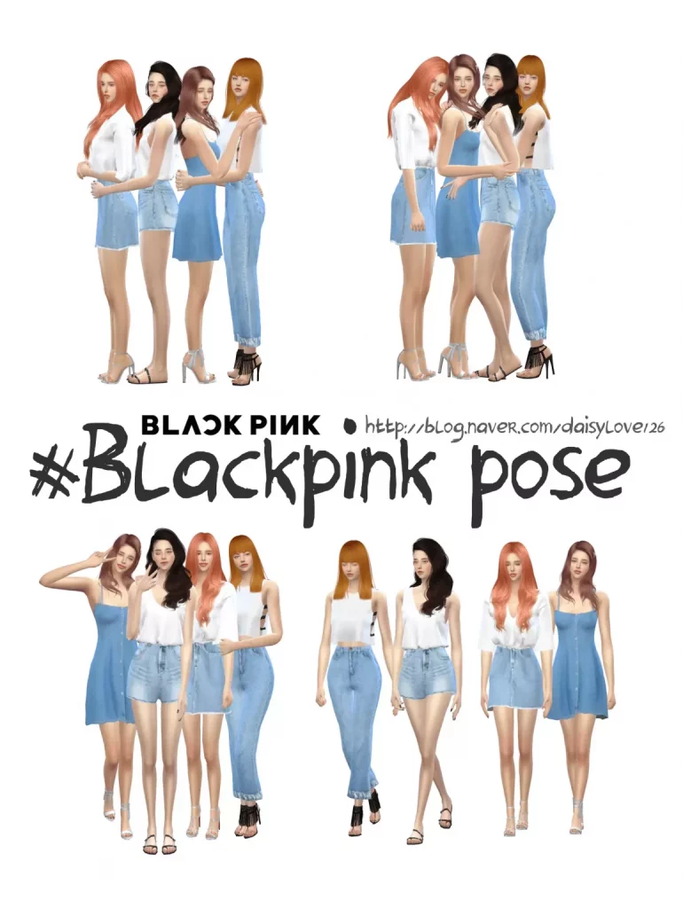 Poses of the Blackpink Sims 4 Group