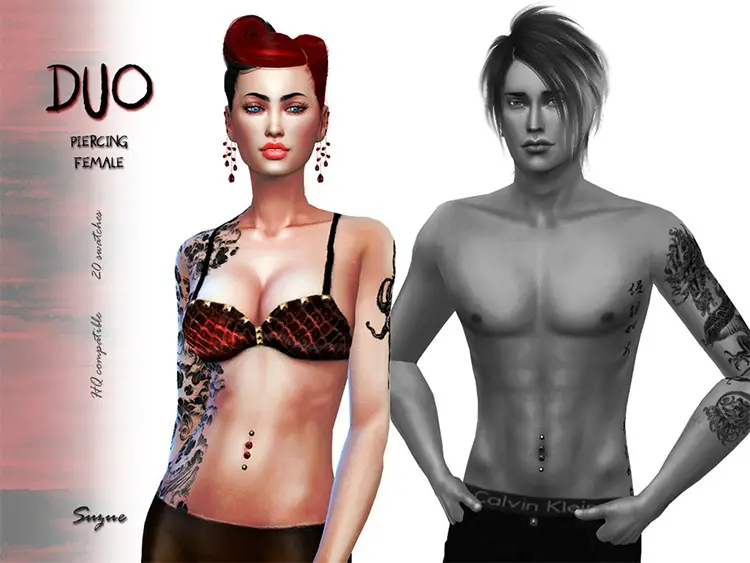 01 duo man woman belly button ring sims4