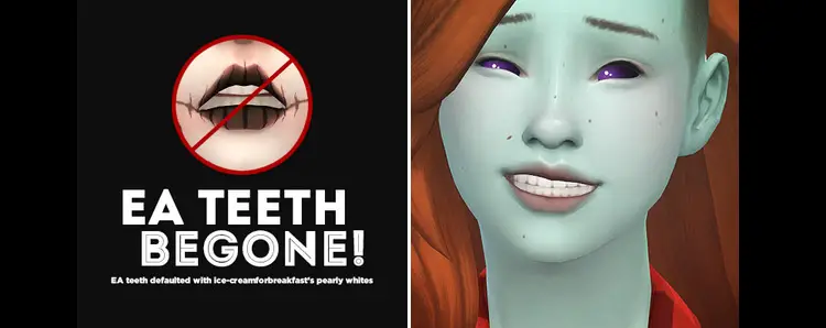 01 ea teeth begone default replacement teeth sims 4 cc 18 Best Sims 4 Custom Teeth Mods & CC Packs