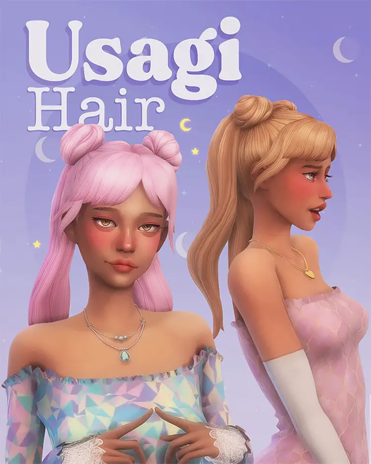 01 sims4 usagi hair cc mod preview 10 Best Sims 4 Sailor Moon CC & Mods