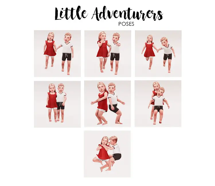 10 little adventurers poses sims 4 cc