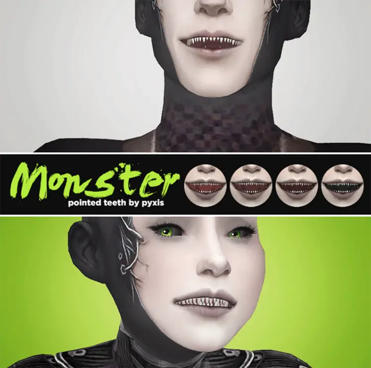 11 monster pointed teeth sims 4 cc