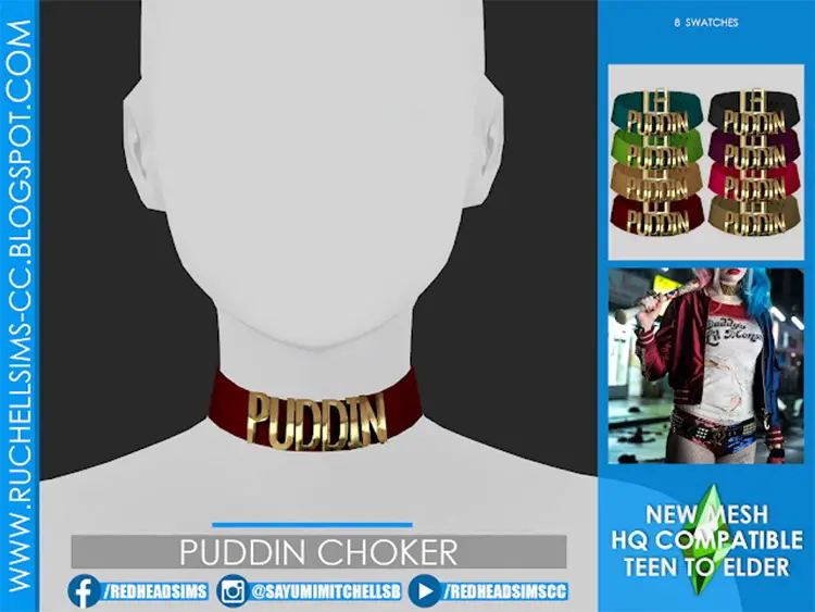 12 puddin quinn choker necklace sims4