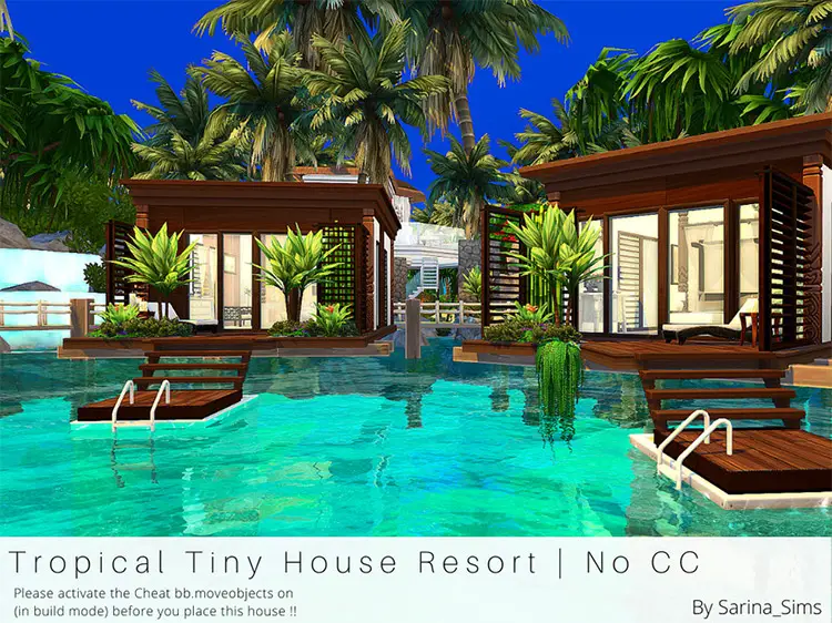 15 tropical tiny house resort by sarina sims cc sims4