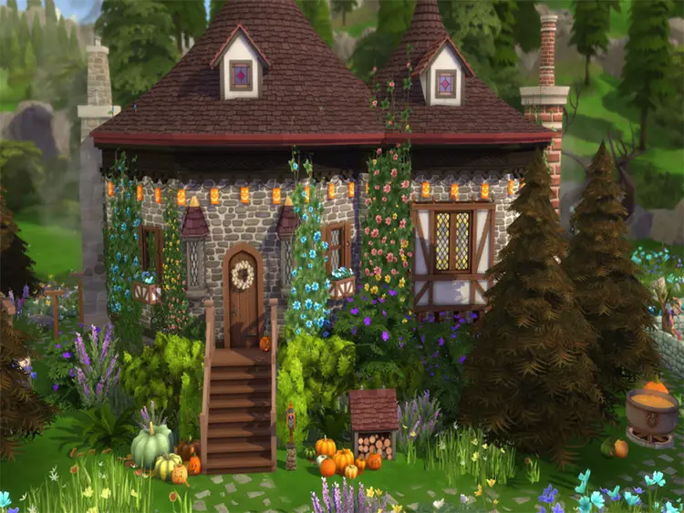 25 witch house lot sims4 cc
