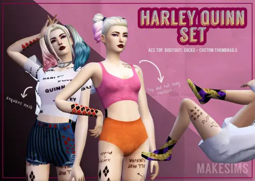 tumblr 755fc4fba6f30912349c5d93854bf859 9bf931cd 500 18 Best Sims 4 Harley Quinn CC Packs