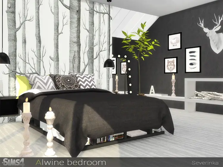 12 dark alwine bedroom balck white colorscheme
