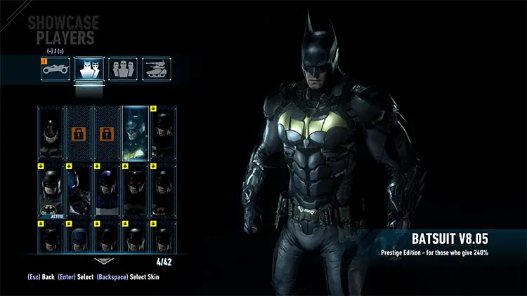 03 prestige suit at the start of the game batman ak mod
