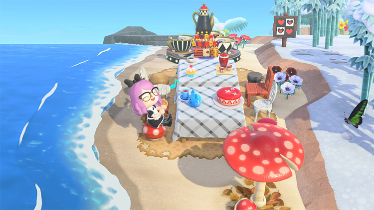 34 mad hatter tea party on beach acnh
