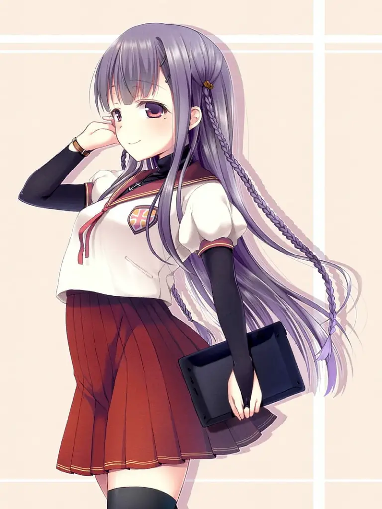 HD wallpaper anime anime girls long hair purple hair purple eyes stockings