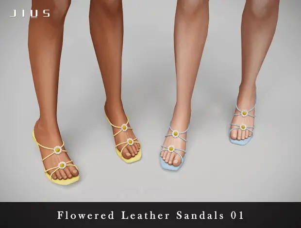 sims 4 cc shoes flower sandals 1