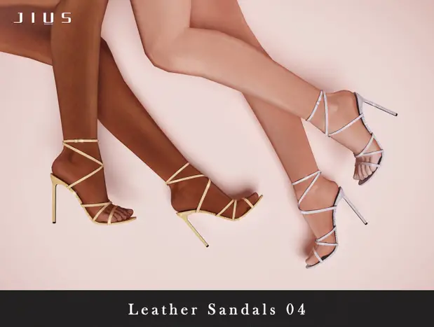 sims 4 cc shoes strappy leather heels 1