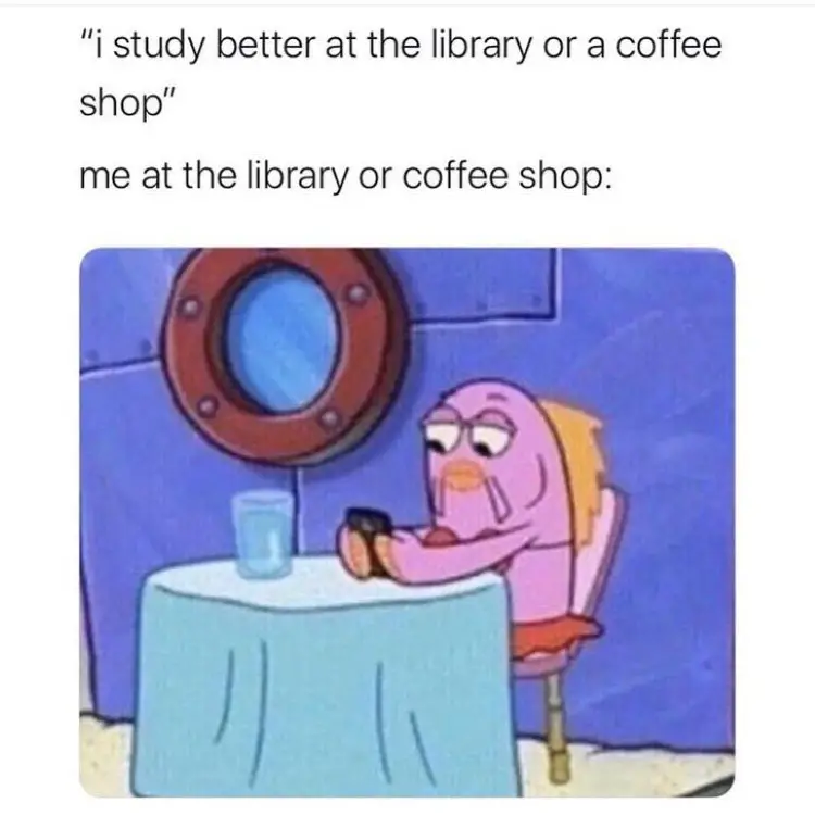 014 spongebob library coffee shop meme