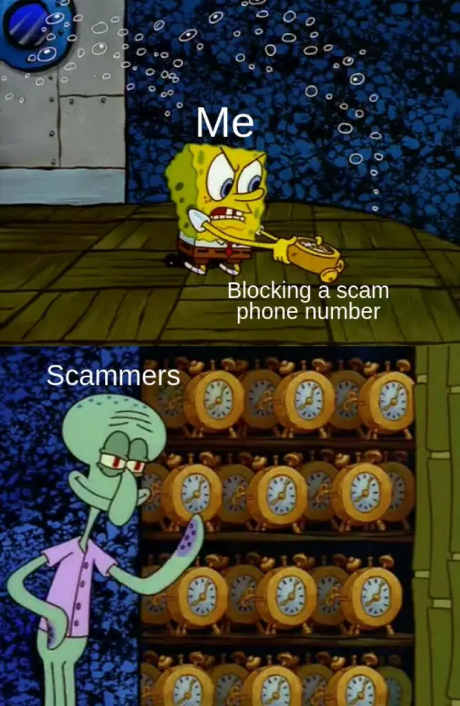 208 spongebob blocking scammers meme 1