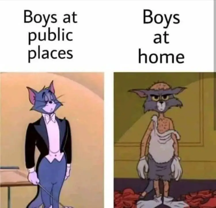 008 tom and jerry boys in public vs at home meme 1