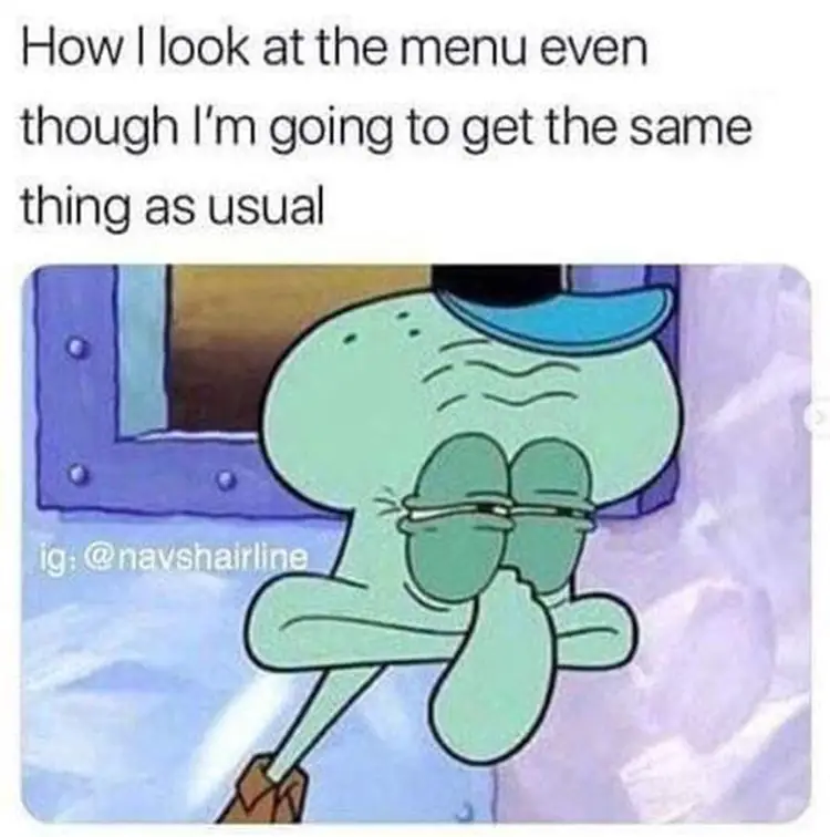 009 squidward menu meme