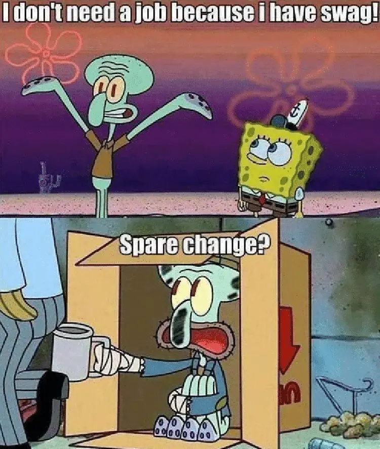092 squidward spare change meme