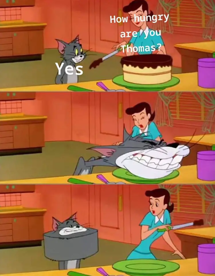 103 tom and jerry eating cake meme