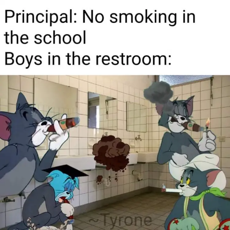 115 tom and jerrysmoking at school meme
