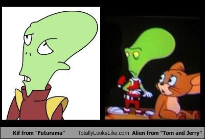 kif from futurama totally looks like alien from tom and jerry