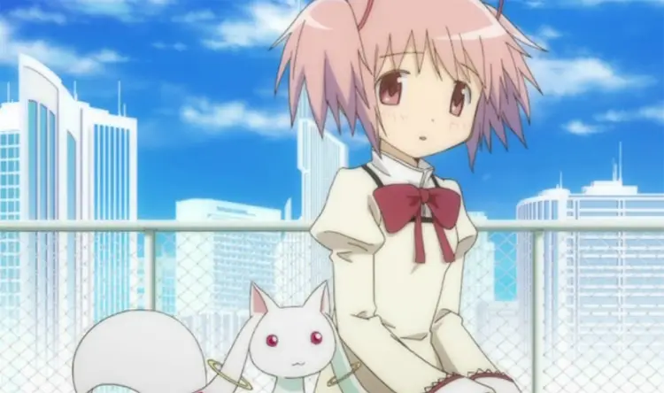 49 madoka kaname pink haired girl anime screenshot
