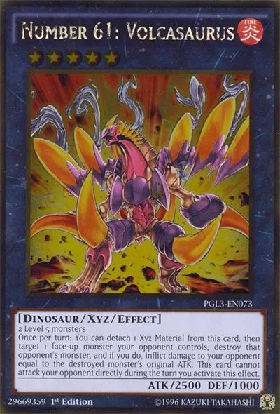 01 number61 card volcasaurus ygo card