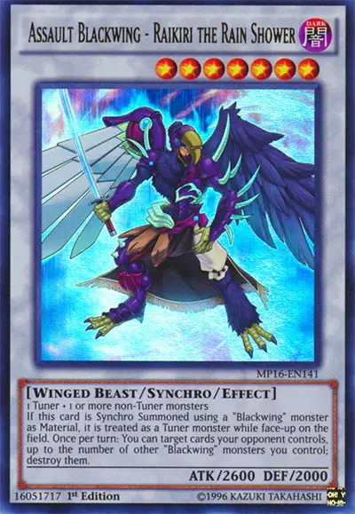 04 assault blackwing raikiri rain shower ygo card 18 Best Blackwing Monsters Cards in Yu-Gi-Oh!