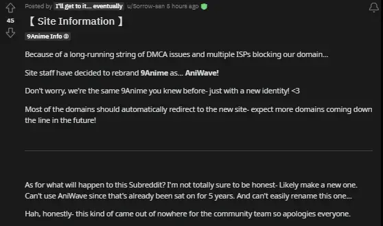image 2 9Anime Rebranded to AniWave, Because of DMCA concerns and several ISPs blocking the domain
