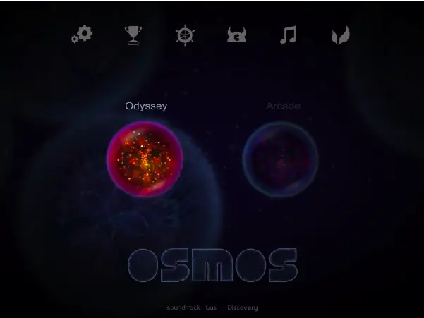 Splash page iPad version for Osmos the ambient game that will be used in the study 15 Games Like Paper.io